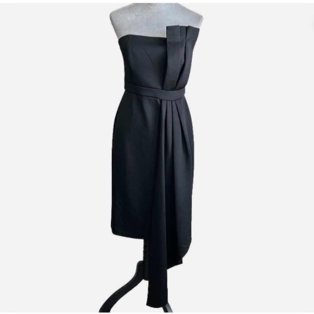 Eliza J Black Strapless Draped Mini Dress